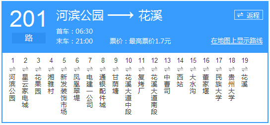 貴陽(yáng)公交201路路線示意圖